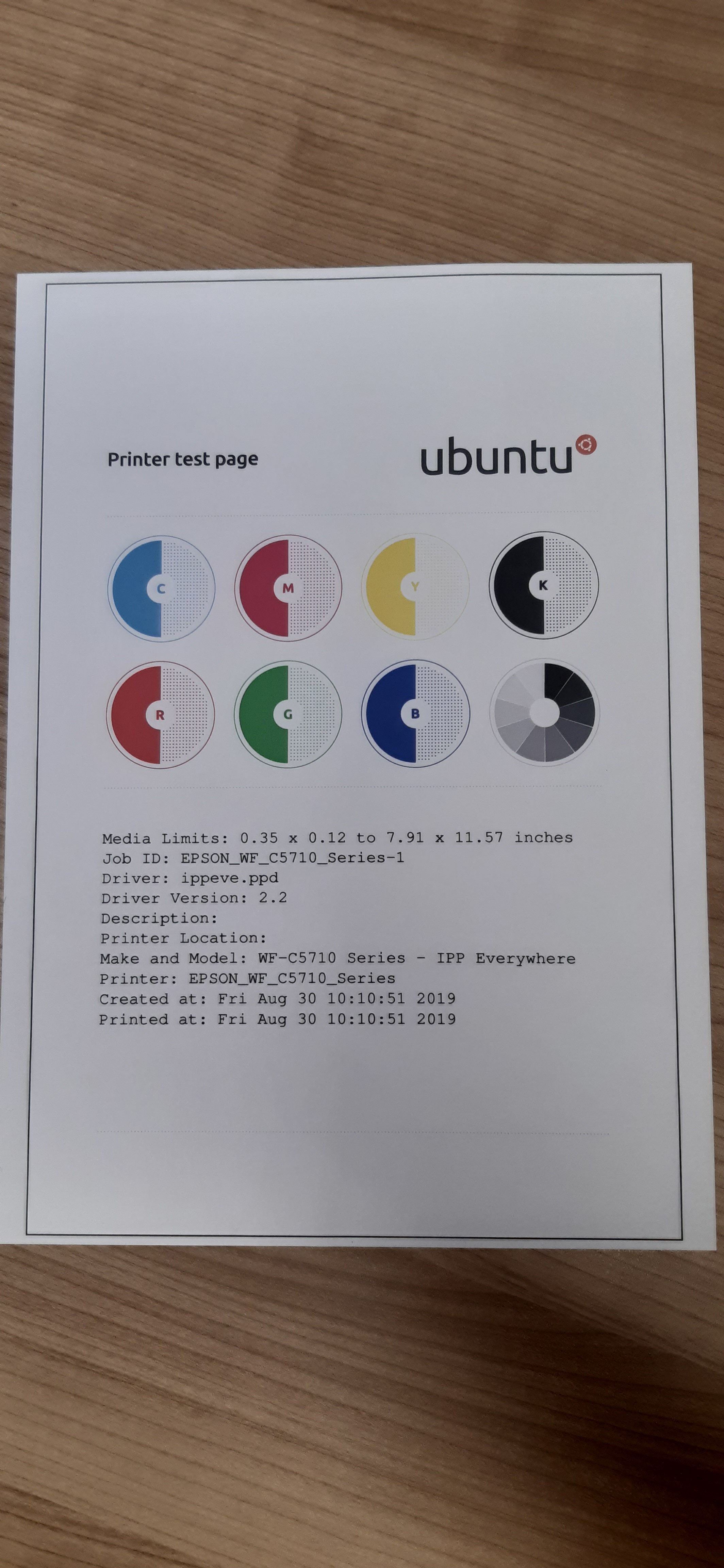 Ubuntu Budgie 19.04 Testdurck Epson Workforce Pro WF-C5710DWF