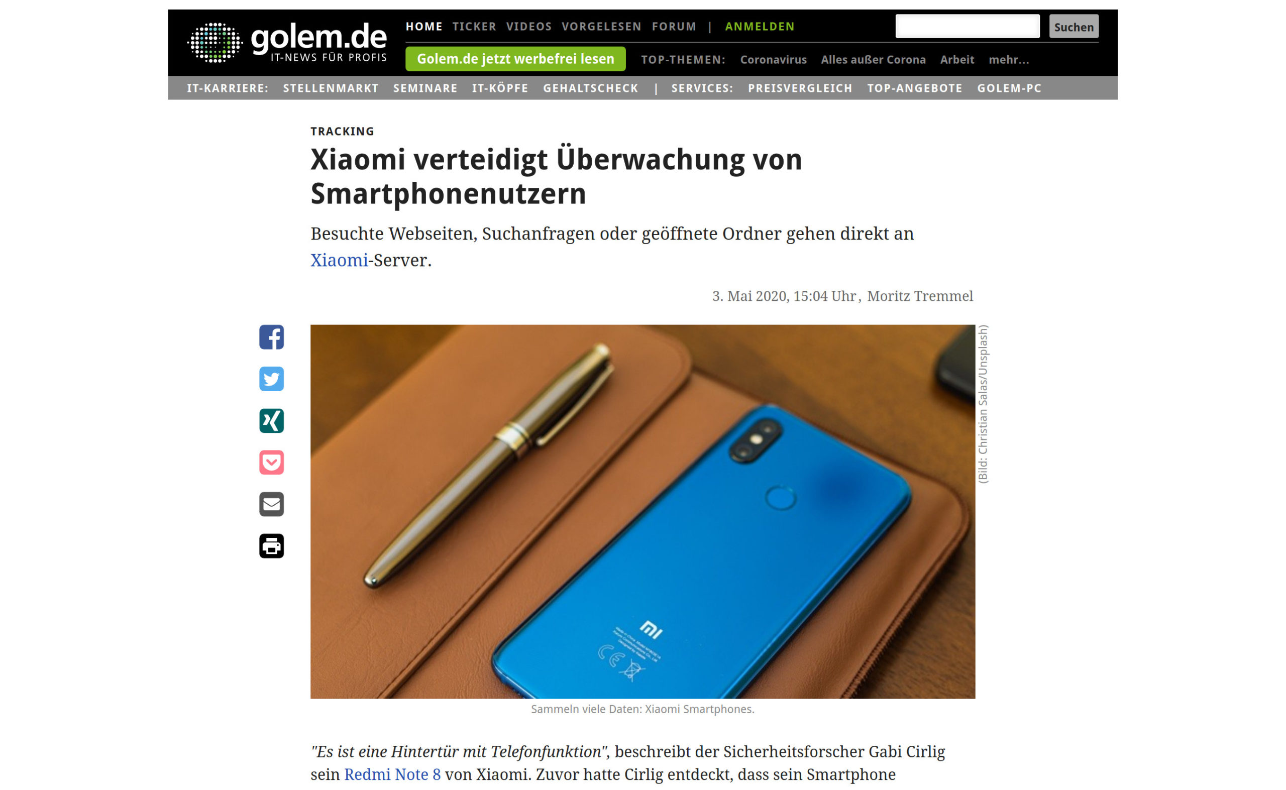 Xiaomi Überwachung Handy